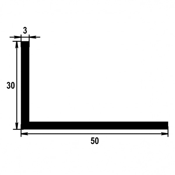 Уголок разнополочный 50х30 мм Уп 16.2000.500 Без окраса