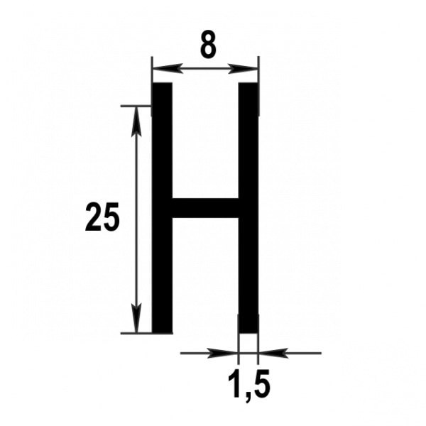 Двутавр 25х8х25 мм Дт 04.2000.501л Серебро. Цена за 5 штук.