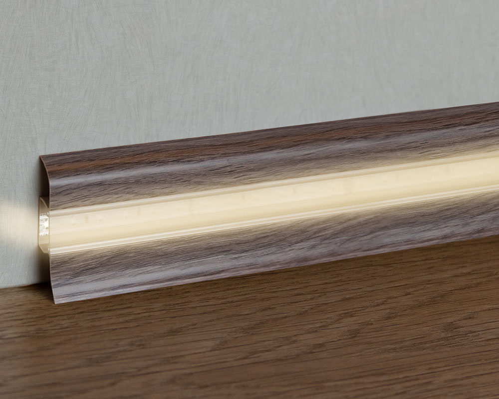 Плинтус ПВХ с кабель-каналом Рико Лео 143 Дуб луаре