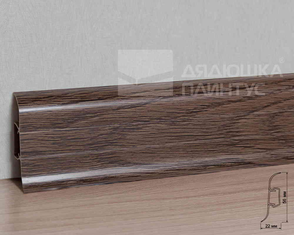 Плинтус ПВХ с кабель-каналом Рико Лео 122 Дуб мореный