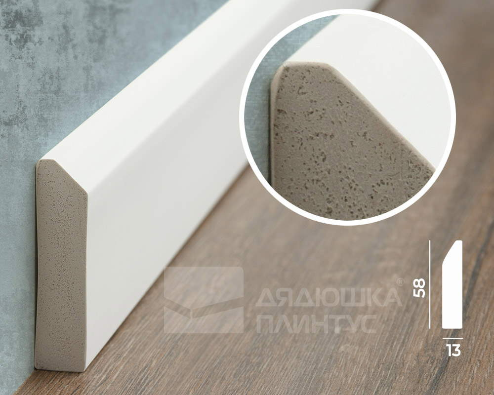 Плинтус из полистирола высокой плотности Волшебная Палочка 58*13*2000. MSPOL 105 Белый под покраску