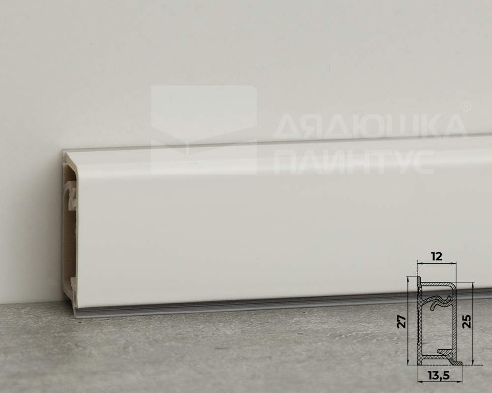 Плинтус для столешниц прямоугольный ПВХ Волшебная палочка 25*12мм 3м 1001М Белый матовый
