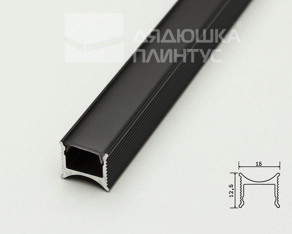 Алюминиевый теневой профиль для светодиодной ленты Decaro Engineering D007 Black 3,0 м