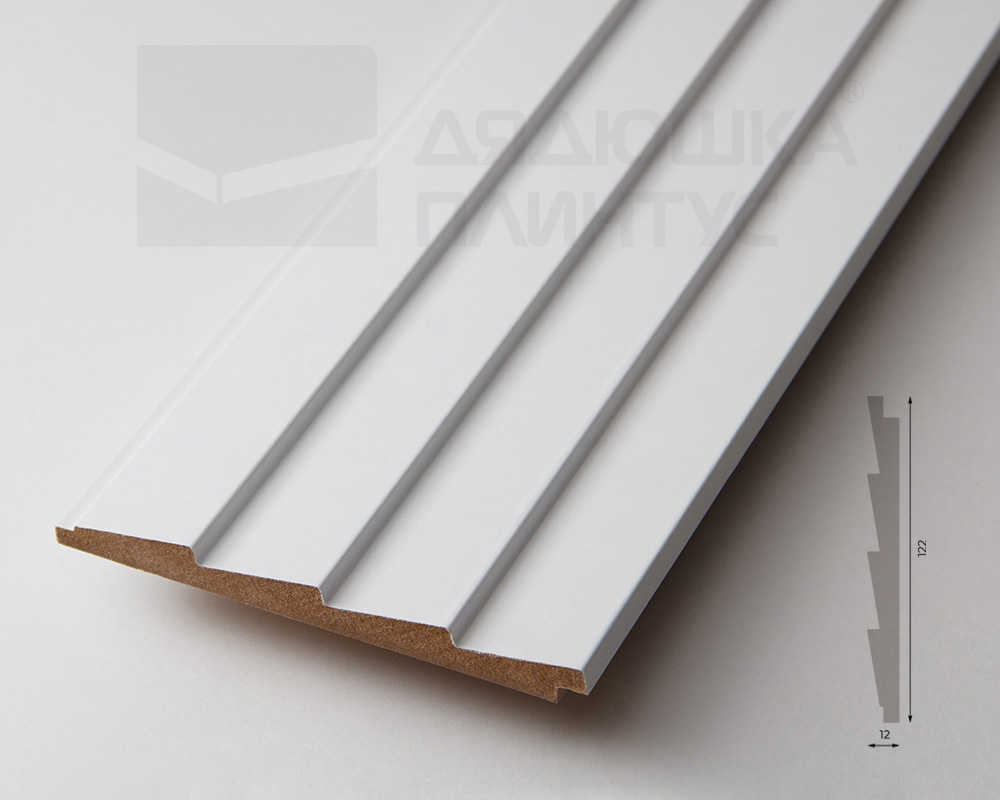Стеновая панель МДФ. 2760*122*12мм AP122505.91 Белый под покраску