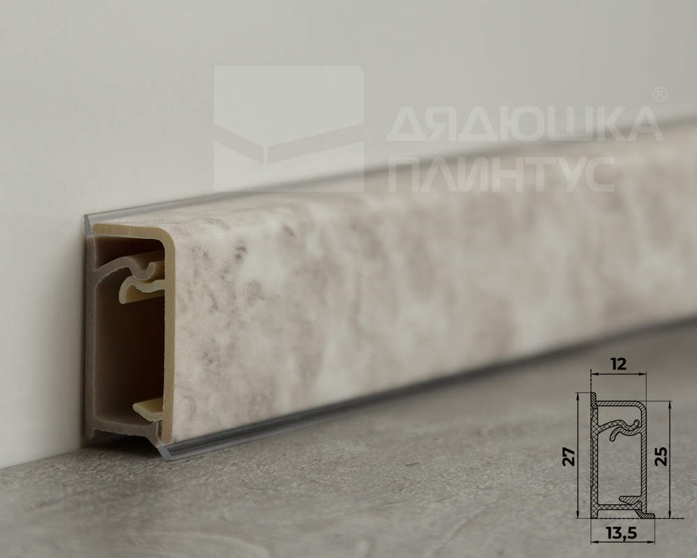 Плинтус для столешниц прямоугольный ПВХ Волшебная палочка 25*12мм 3м 3062 Опал светлый