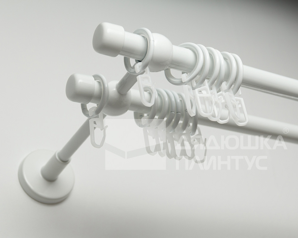 Карниз двухрядный кованый УЮТ d25мм 2,0м Белый