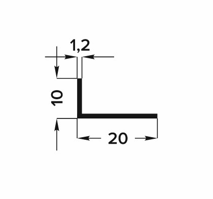 Уголок разнополочный 20х10 мм Уп 05.2000.500 Без окраса